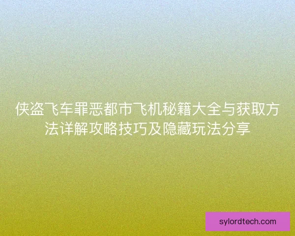 侠盗飞车罪恶都市飞机秘籍大全与获取方法详解攻略技巧及隐藏玩法分享